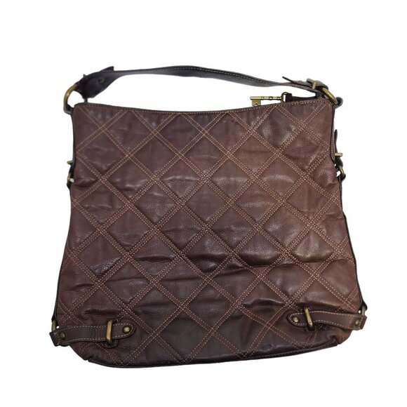 Fossil Maya Brown Quilted Shoulder Bag Purse - Picture 2 of 8